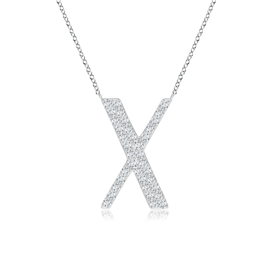 1.3mm GVS2 Modern Deco Diamond Capital "X" Initial Pendant in White Gold 