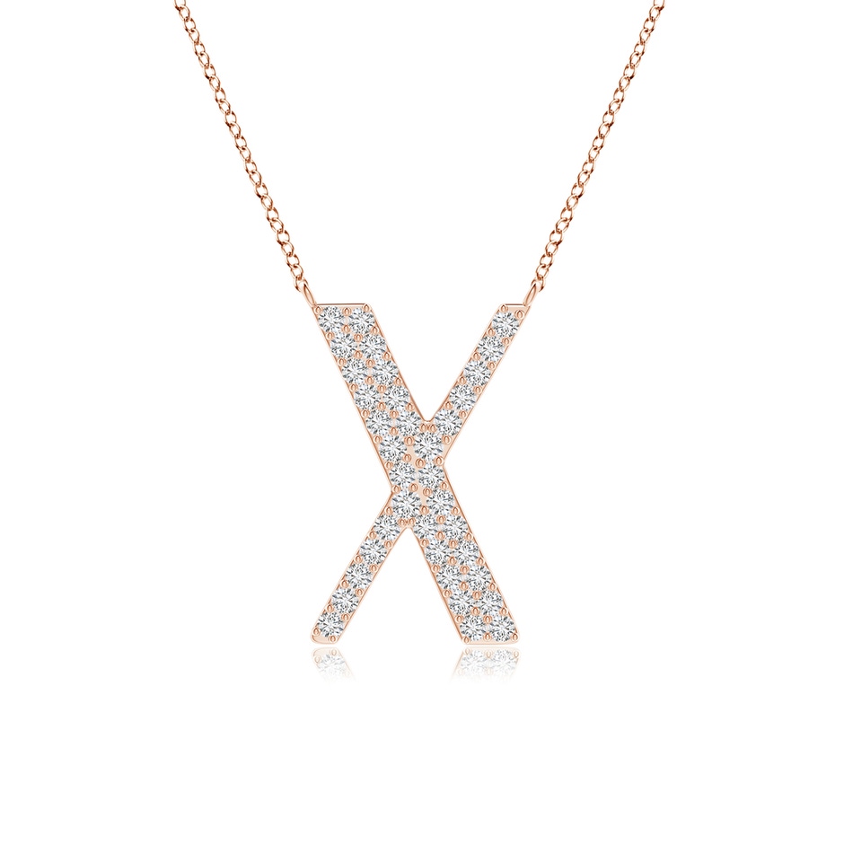 1.3mm HSI2 Modern Deco Diamond Capital "X" Initial Pendant in Rose Gold 