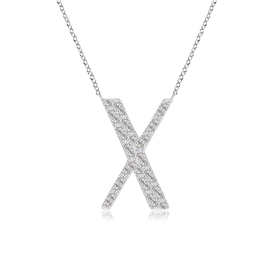 1.3mm IJI1I2 Modern Deco Diamond Capital "X" Initial Pendant in White Gold 