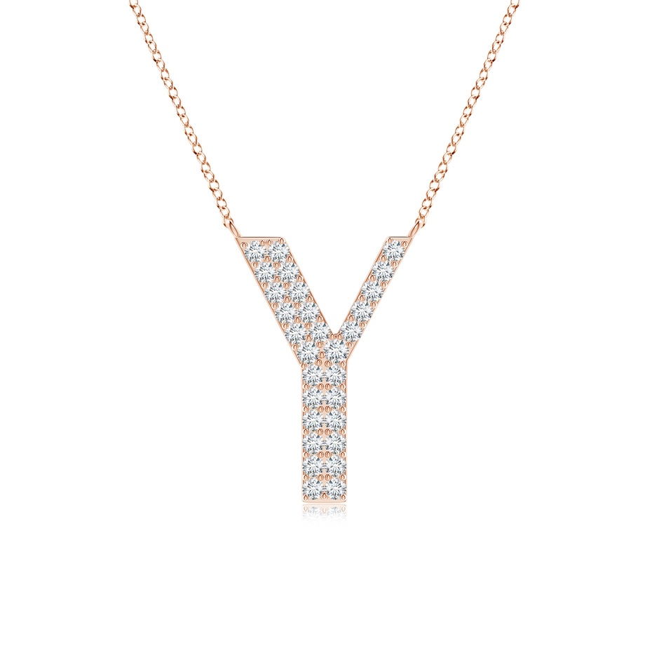 1.35mm GVS2 Modern Deco Diamond Capital "Y" Initial Pendant in Rose Gold 