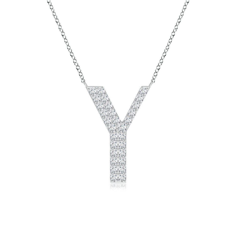 1.35mm GVS2 Modern Deco Diamond Capital "Y" Initial Pendant in White Gold