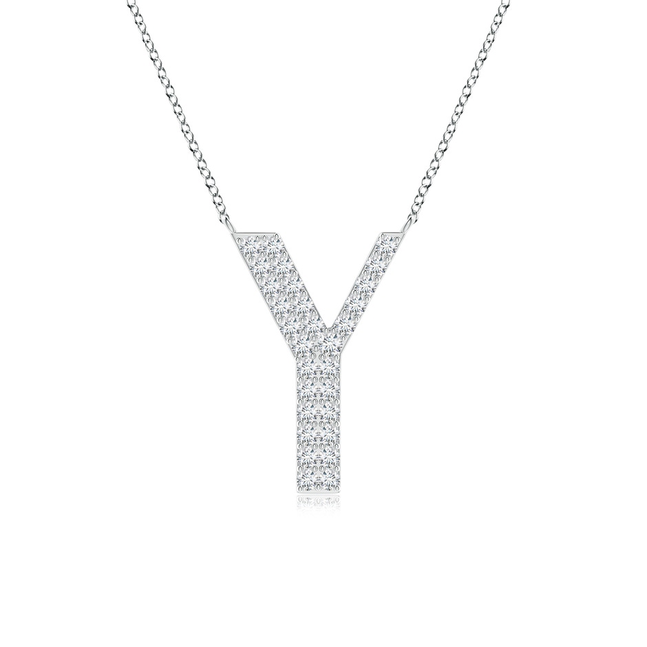 1.35mm GVS2 Modern Deco Diamond Capital "Y" Initial Pendant in White Gold 
