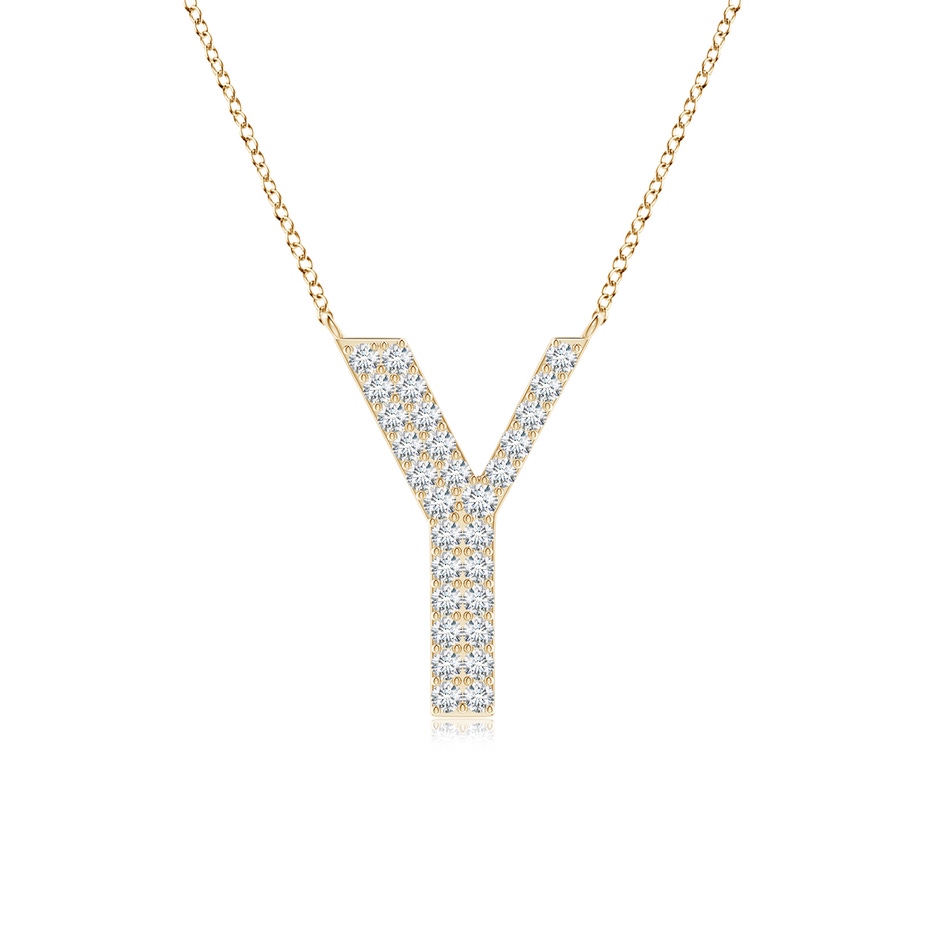 1.35mm GVS2 Modern Deco Diamond Capital "Y" Initial Pendant in Yellow Gold 