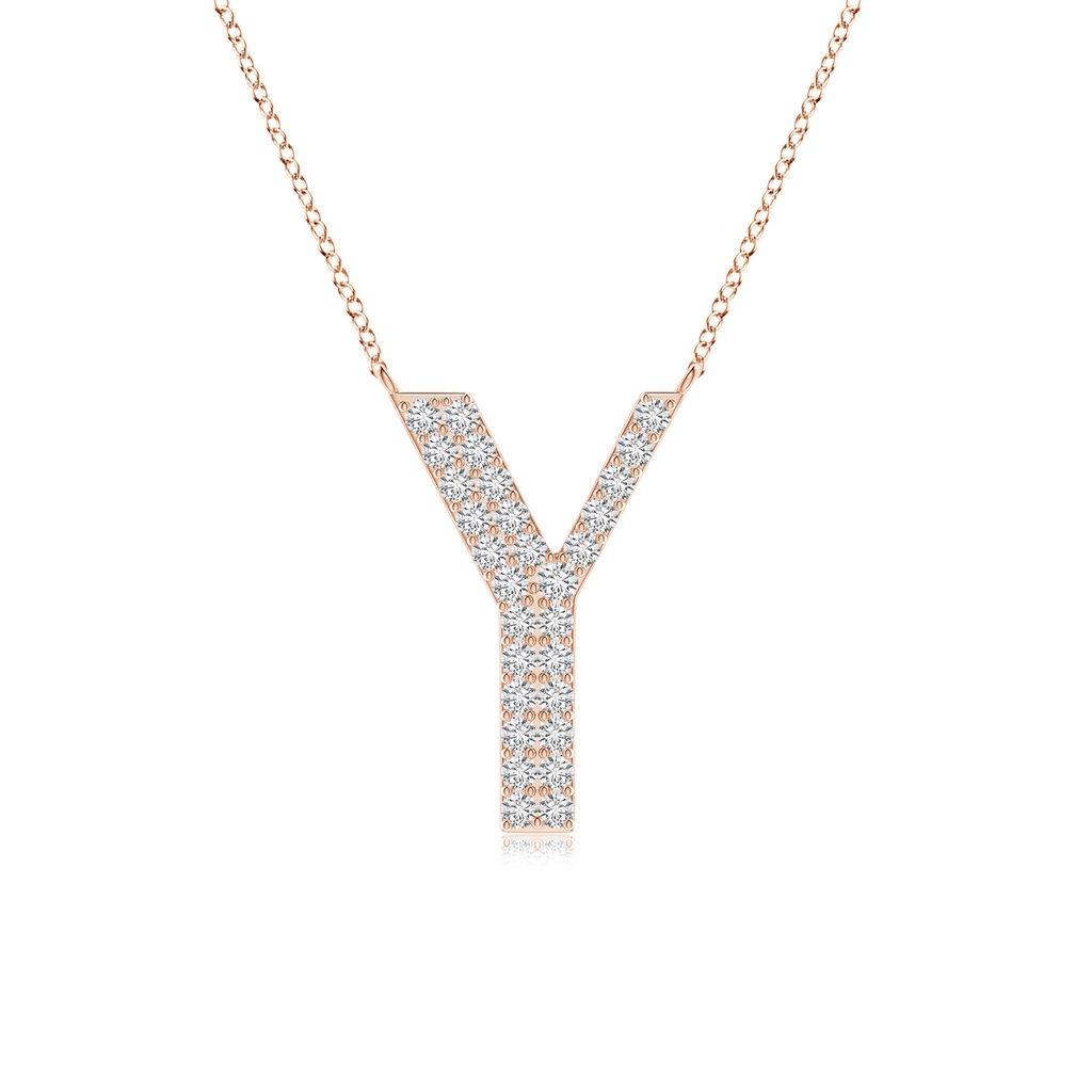 1.35mm HSI2 Modern Deco Diamond Capital "Y" Initial Pendant in Rose Gold