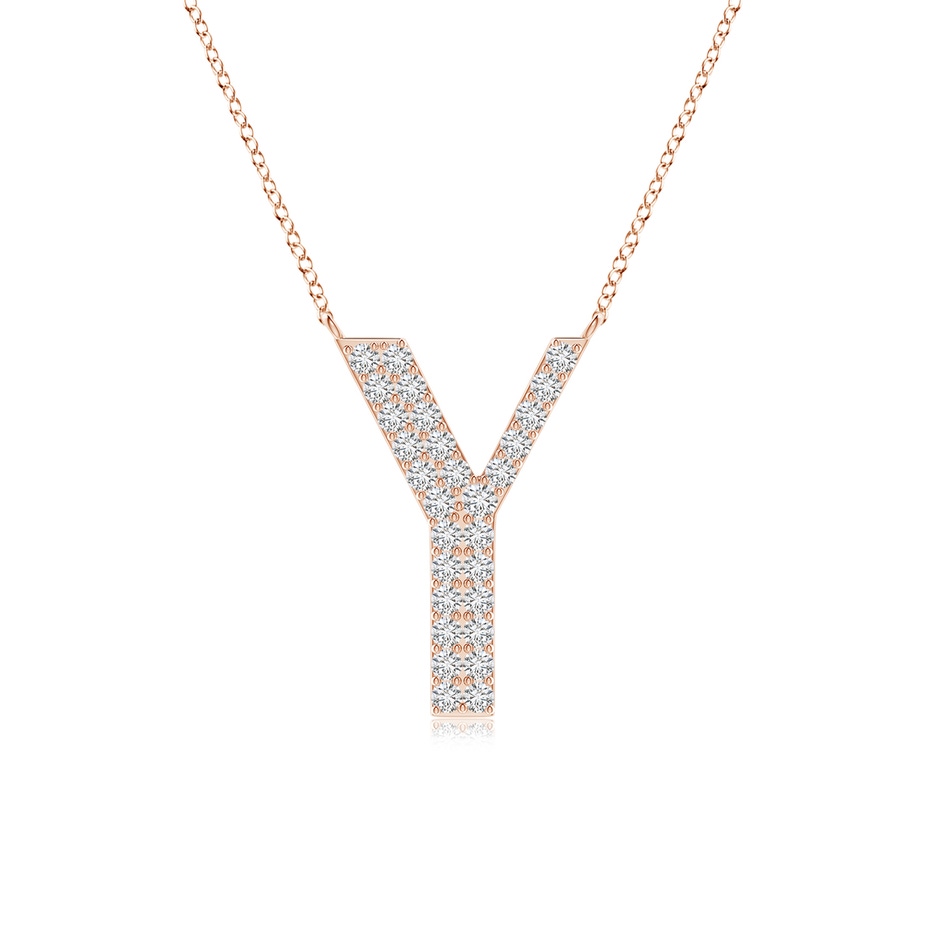 1.35mm HSI2 Modern Deco Diamond Capital "Y" Initial Pendant in Rose Gold 