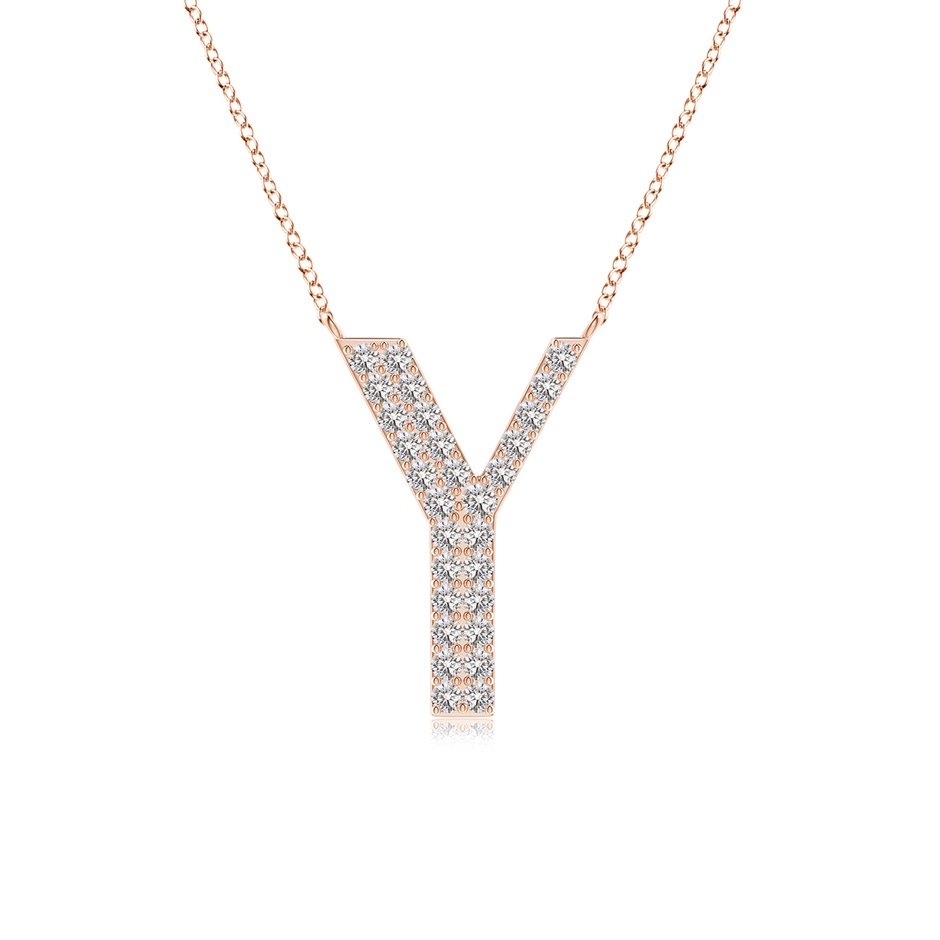 1.35mm IJI1I2 Modern Deco Diamond Capital "Y" Initial Pendant in Rose Gold 