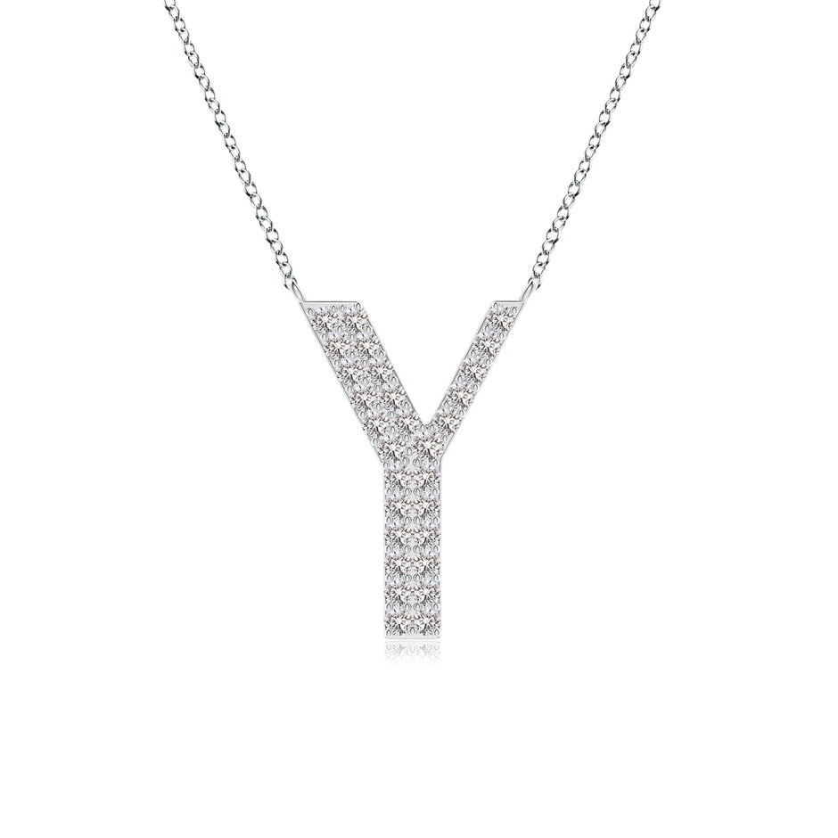 1.35mm IJI1I2 Modern Deco Diamond Capital "Y" Initial Pendant in White Gold 