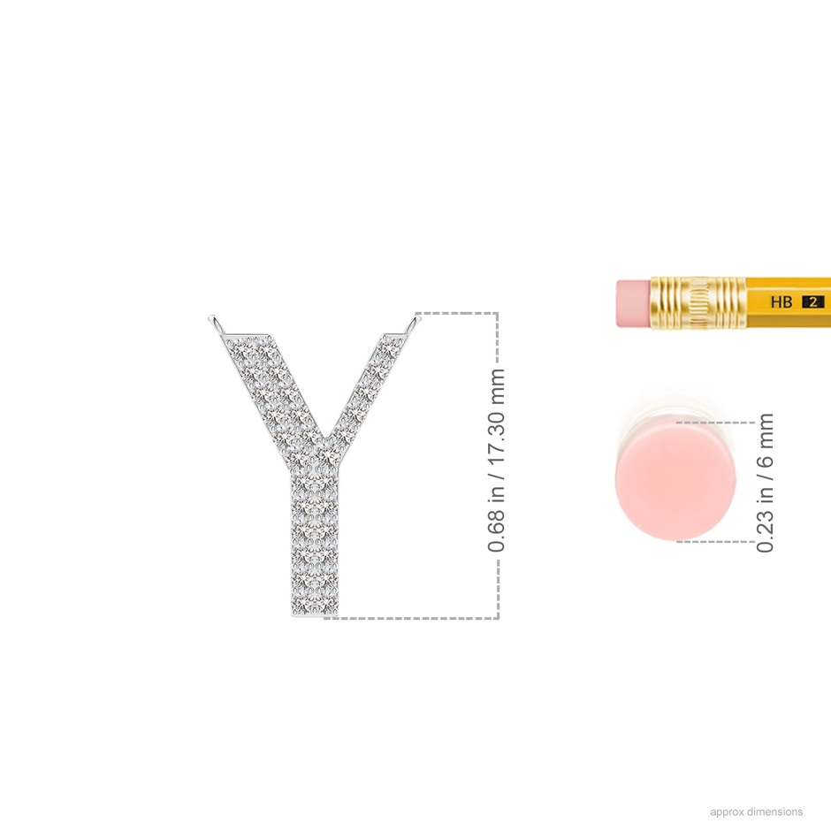 1.35mm IJI1I2 Modern Deco Diamond Capital "Y" Initial Pendant in White Gold ruler