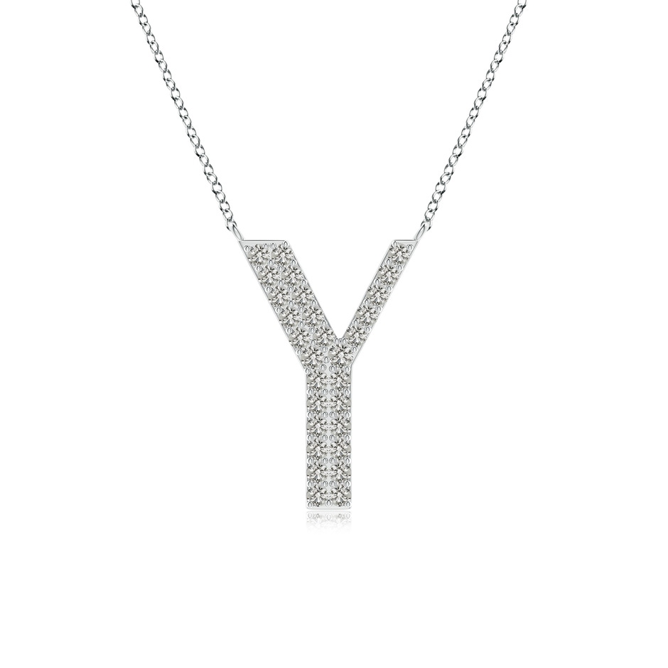 1.35mm KI3 Modern Deco Diamond Capital "Y" Initial Pendant in White Gold 