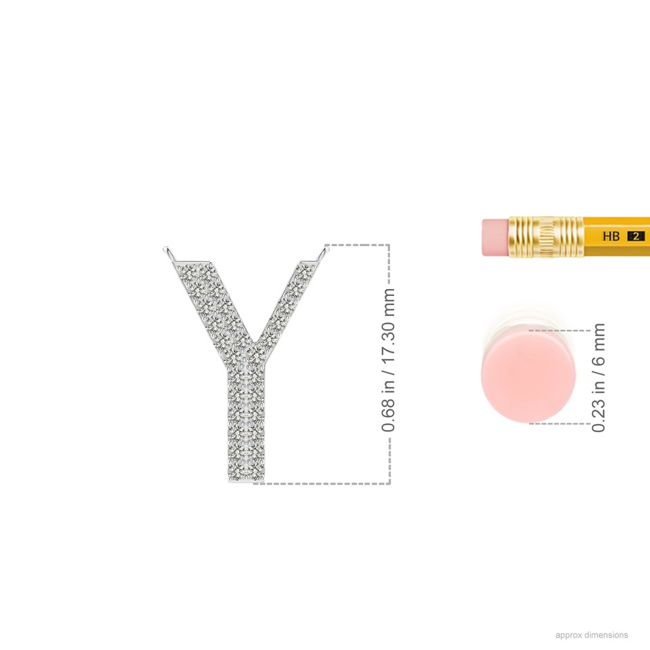 1.35mm KI3 Modern Deco Diamond Capital "Y" Initial Pendant in White Gold ruler