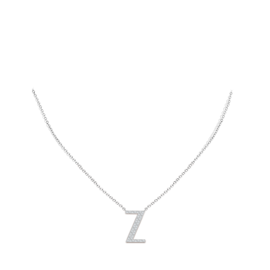 1.15mm GVS2 Modern Deco Diamond Capital "Z" Initial Pendant in White Gold body-neck