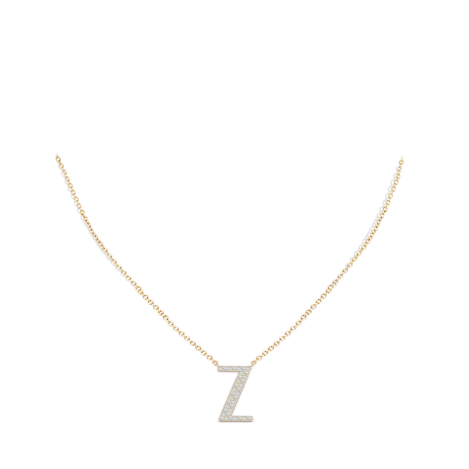 1.15mm GVS2 Modern Deco Diamond Capital "Z" Initial Pendant in Yellow Gold body-neck
