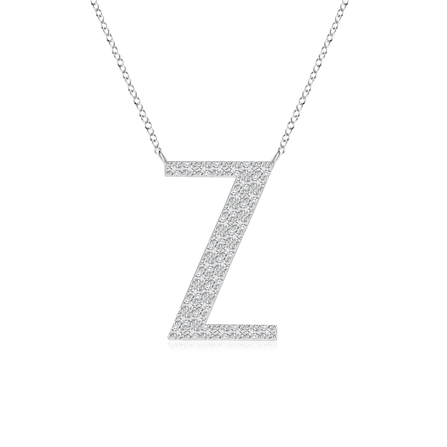 1.15mm HSI2 Modern Deco Diamond Capital "Z" Initial Pendant in White Gold