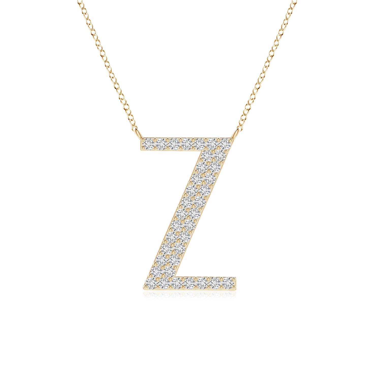 1.15mm HSI2 Modern Deco Diamond Capital "Z" Initial Pendant in Yellow Gold