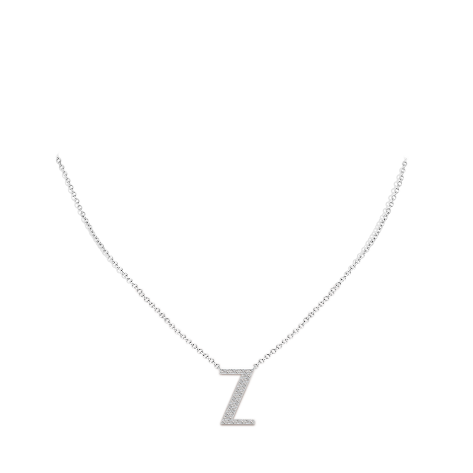 1.15mm IJI1I2 Modern Deco Diamond Capital "Z" Initial Pendant in White Gold body-neck