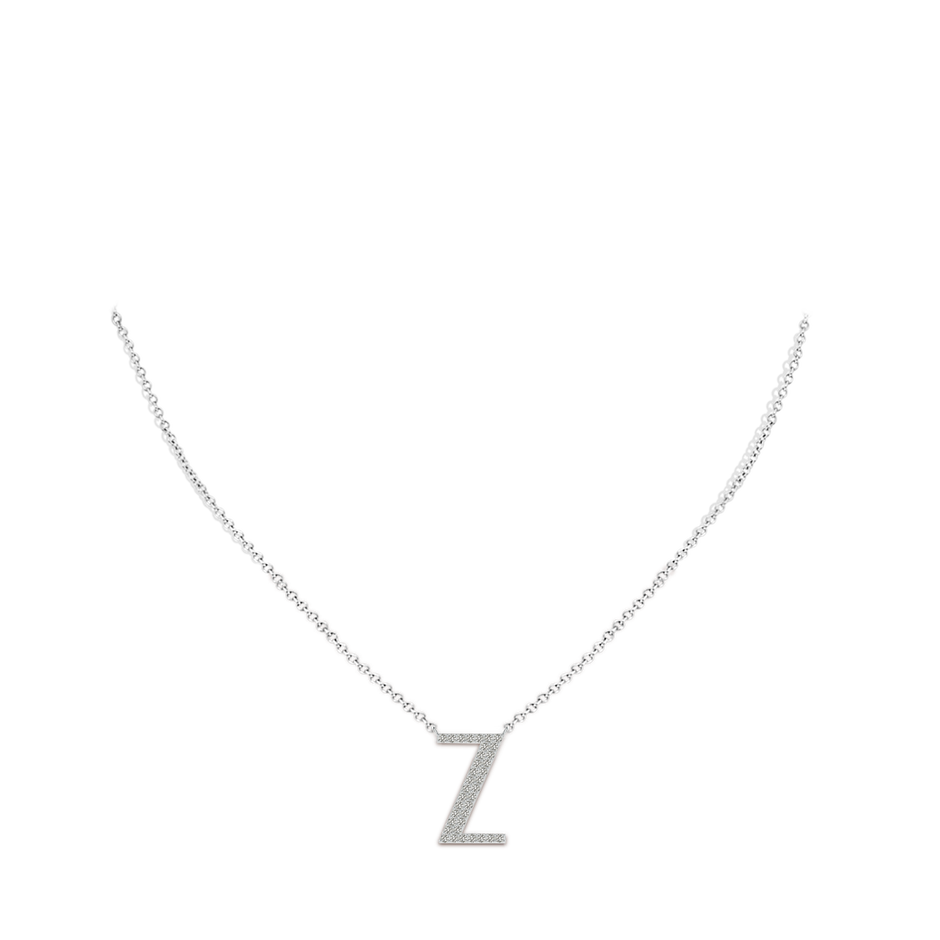 1.15mm KI3 Modern Deco Diamond Capital "Z" Initial Pendant in White Gold body-neck