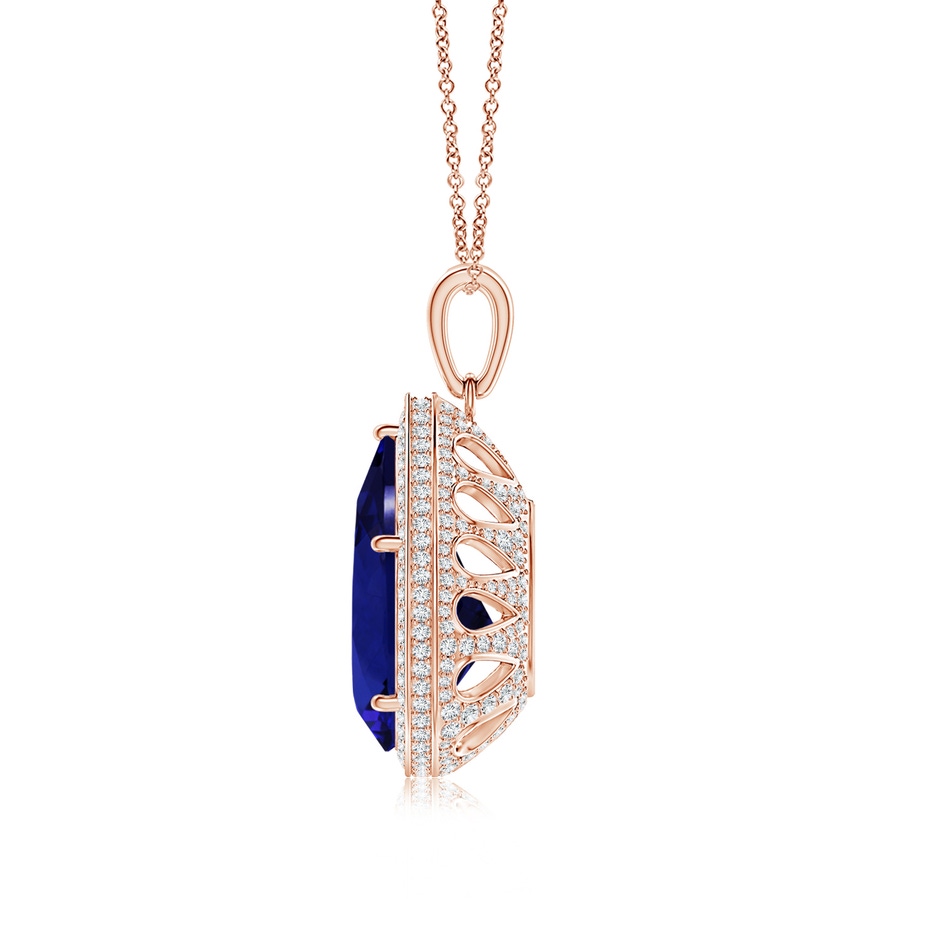 20.11x13.06x10.6mm AAAA GIA Certified Pear-Shaped Tanzanite Floral Basket Halo Pendant in 18K Rose Gold side 199