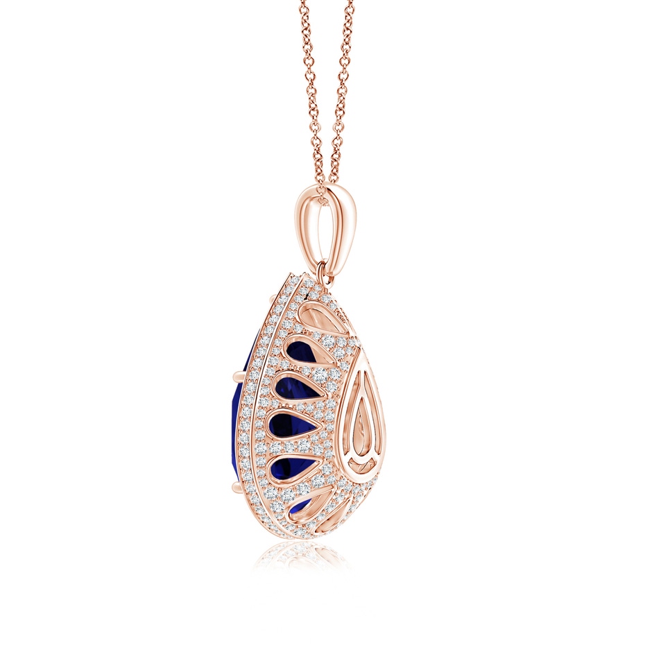 20.11x13.06x10.6mm AAAA GIA Certified Pear-Shaped Tanzanite Floral Basket Halo Pendant in 18K Rose Gold side 399