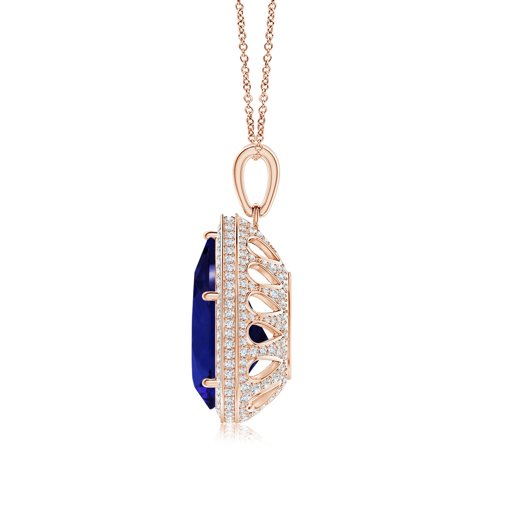 20.11x13.06x10.6mm AAAA GIA Certified Pear-Shaped Tanzanite Floral Basket Halo Pendant in Rose Gold - side 199