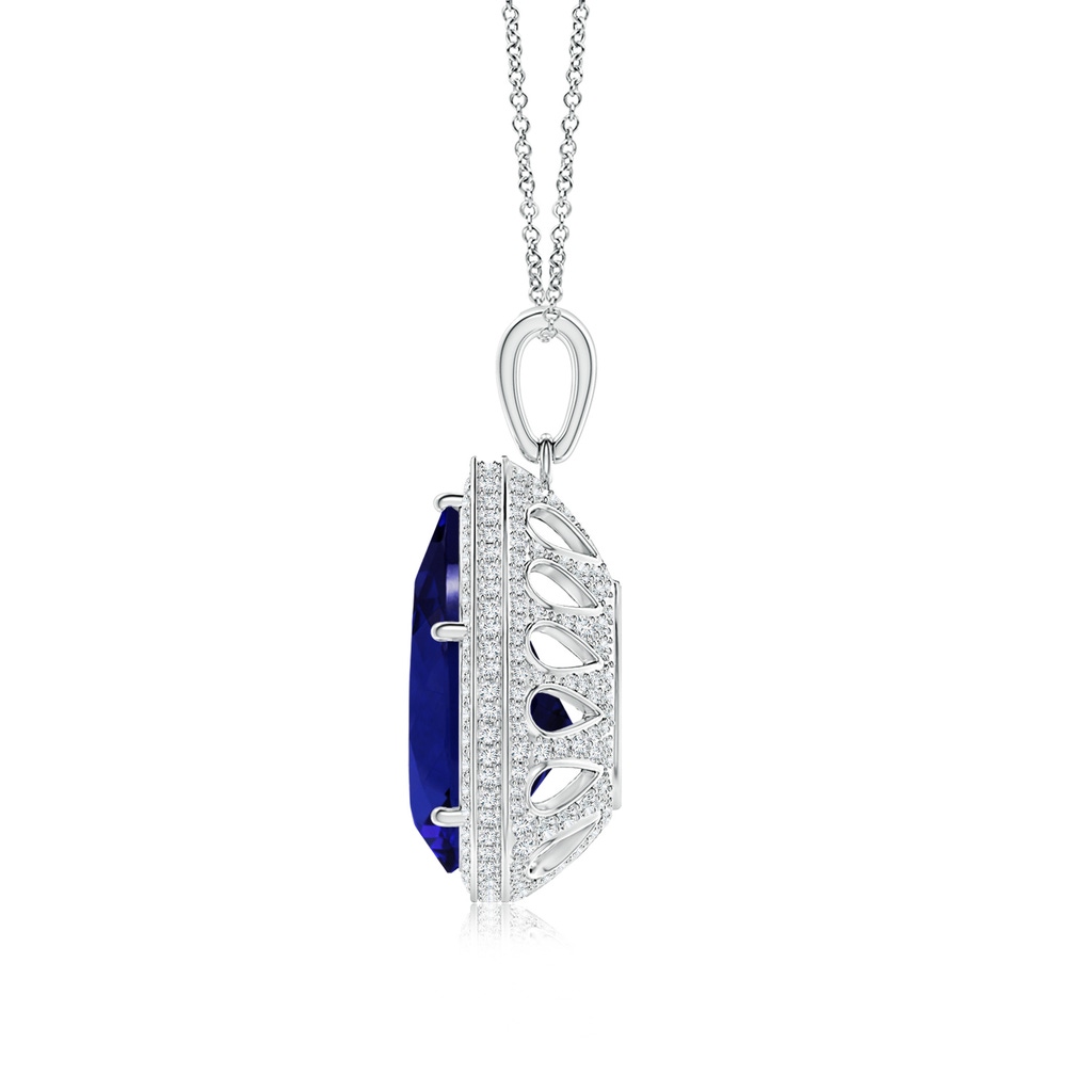 20.11x13.06x10.6mm AAAA GIA Certified Pear-Shaped Tanzanite Floral Basket Halo Pendant in White Gold Side 199