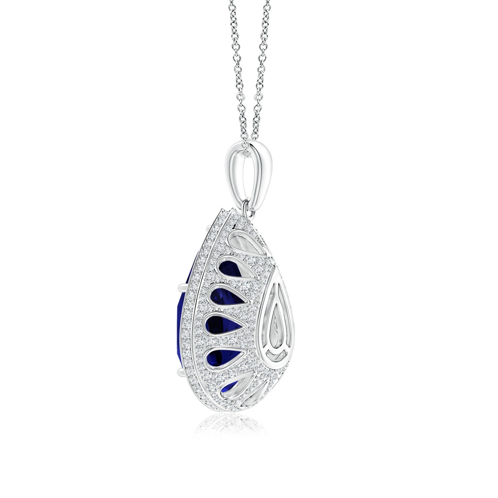 20.11x13.06x10.6mm AAAA GIA Certified Pear-Shaped Tanzanite Floral Basket Halo Pendant in White Gold Side 399