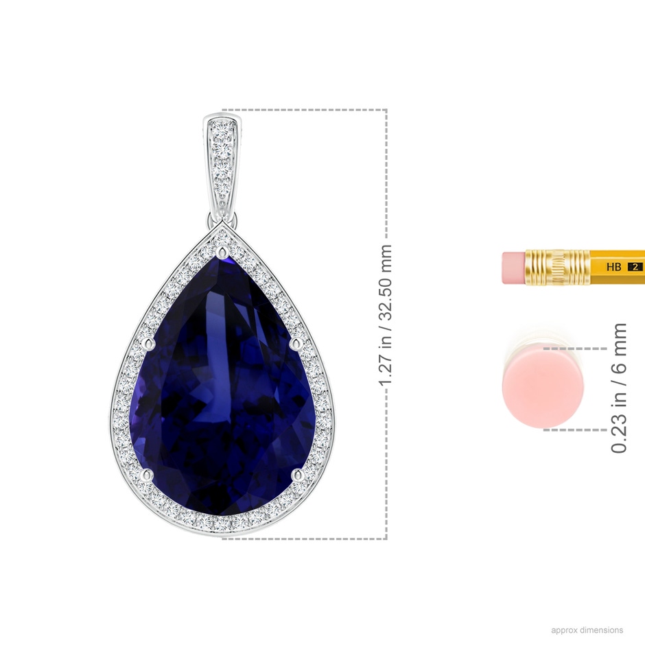 20.11x13.06x10.6mm AAAA GIA Certified Pear-Shaped Tanzanite Floral Basket Halo Pendant in White Gold ruler