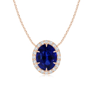 10.97x8.10x6.62mm AAA GIA Certified Oval Ceylon Sapphire Ellipse Halo Pendant in Rose Gold