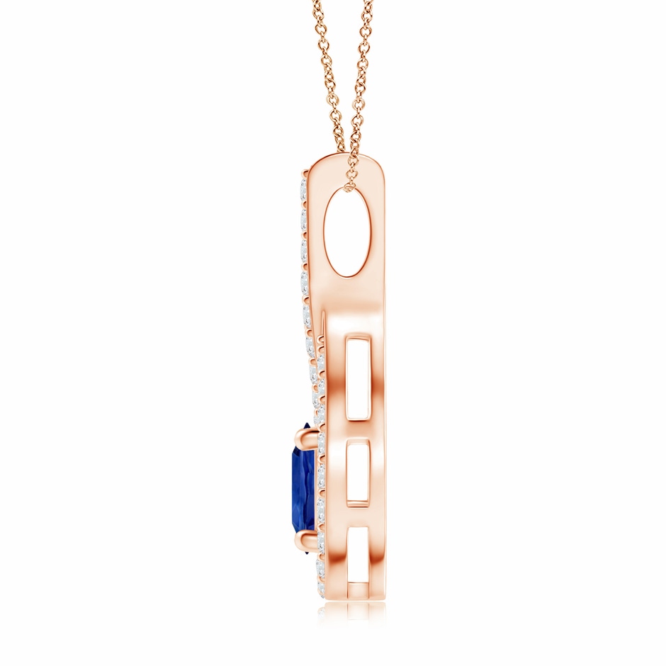 7.04x6.97x4.85mm AAA Floating Blue Sapphire Drop Pendant with Diamonds in 18K Rose Gold side 199