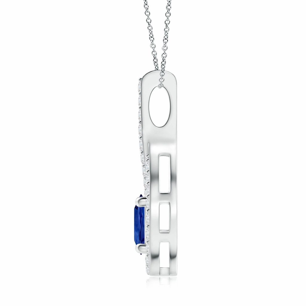 7.04x6.97x4.85mm AAA Floating Blue Sapphire Drop Pendant with Diamonds in White Gold Side 199