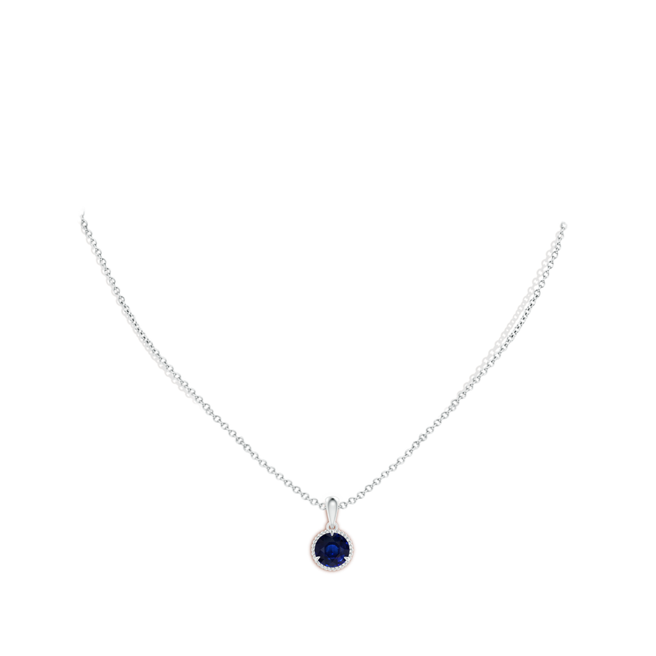 7.88x7.85x4.87mm AA GIA Certified Rope-Framed Sapphire Solitaire Pendant in P950 Platinum Body-Neck