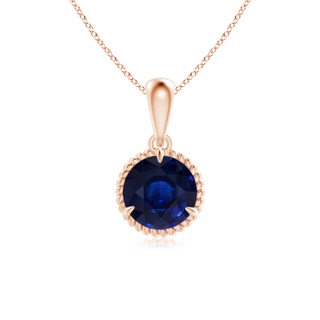 7.88x7.85x4.87mm AA GIA Certified Rope-Framed Sapphire Solitaire Pendant in Rose Gold