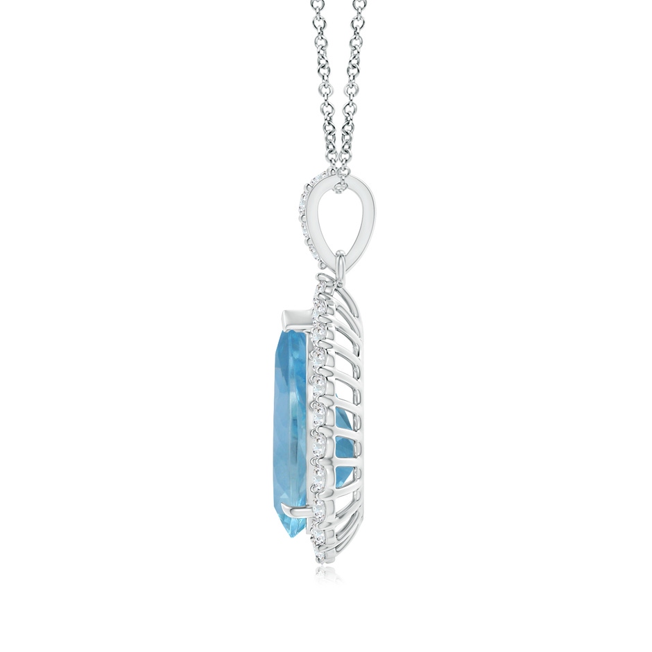 14.14x9.27x6.09mm AAA GIA Certified Pear-Shaped Aquamarine Halo Pendant in White Gold side 199