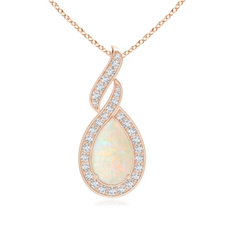 17.66x10.53x5.24mm A GIA Certified Oval Opal Teardrop Flame Pendant with Diamonds in 9K Rose Gold