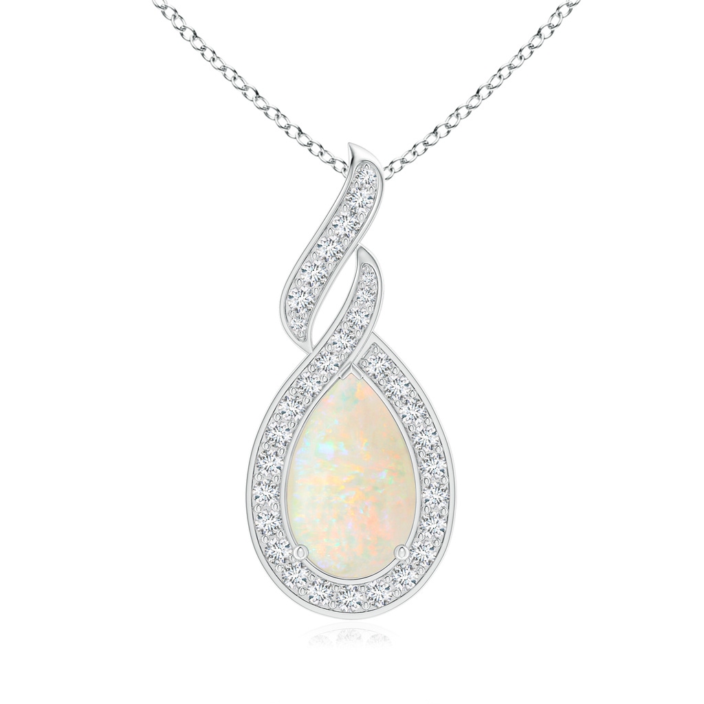 17.66x10.53x5.24mm A GIA Certified Oval Opal Teardrop Flame Pendant with Diamonds in P950 Platinum