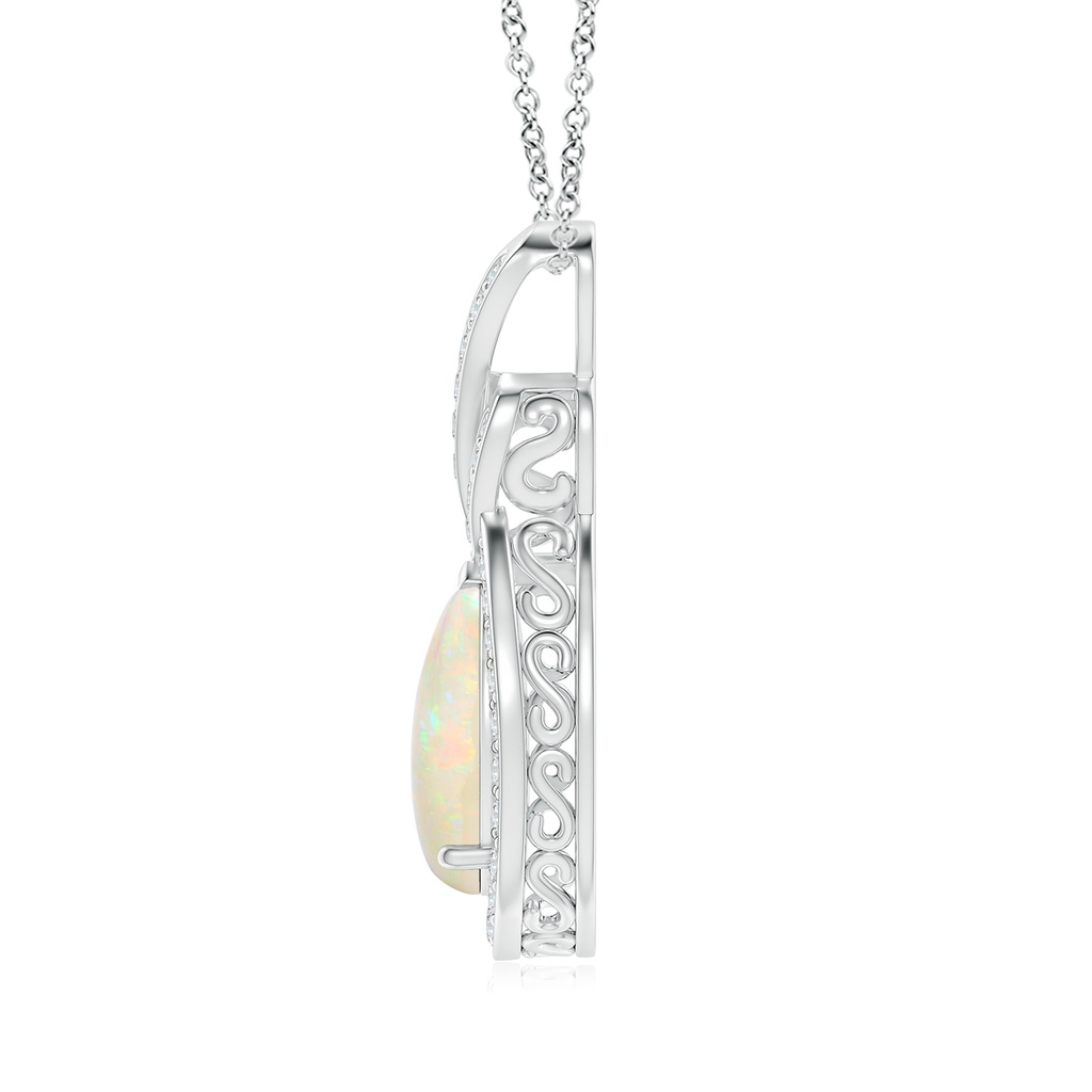 17.66x10.53x5.24mm A GIA Certified Oval Opal Teardrop Flame Pendant with Diamonds in P950 Platinum Side 199