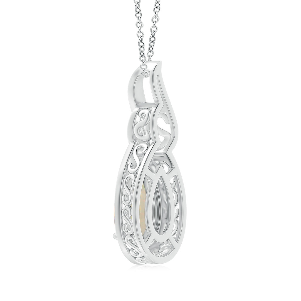 17.66x10.53x5.24mm A GIA Certified Oval Opal Teardrop Flame Pendant with Diamonds in P950 Platinum Side 399