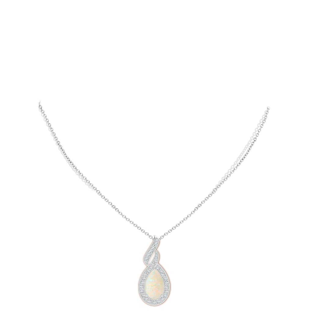 17.66x10.53x5.24mm A GIA Certified Oval Opal Teardrop Flame Pendant with Diamonds in P950 Platinum pen