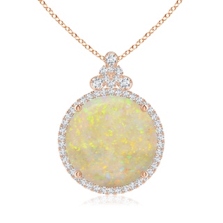 18.12-18.26x4.06mm AAA GIA Certified Round Opal Pendant with Diamond Studded Bale in 10K Rose Gold