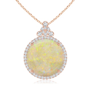 18.12-18.26x4.06mm AAA GIA Certified Round Opal Pendant with Diamond Studded Bale in 18K Rose Gold