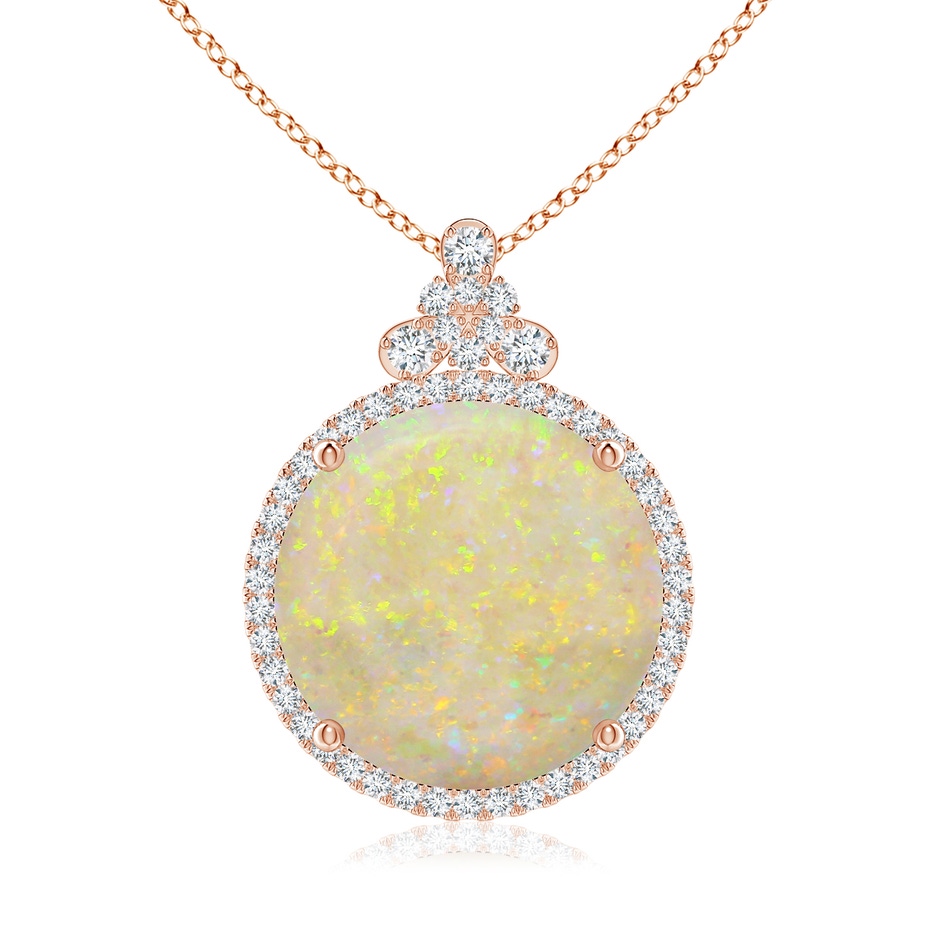 18.12-18.26x4.06mm AAA GIA Certified Round Opal Pendant with Diamond Studded Bale in 18K Rose Gold 
