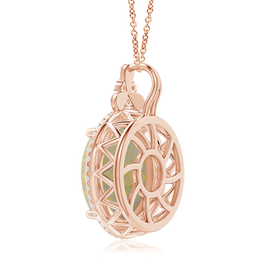 18.12-18.26x4.06mm AAA GIA Certified Round Opal Pendant with Diamond Studded Bale in 18K Rose Gold side 399