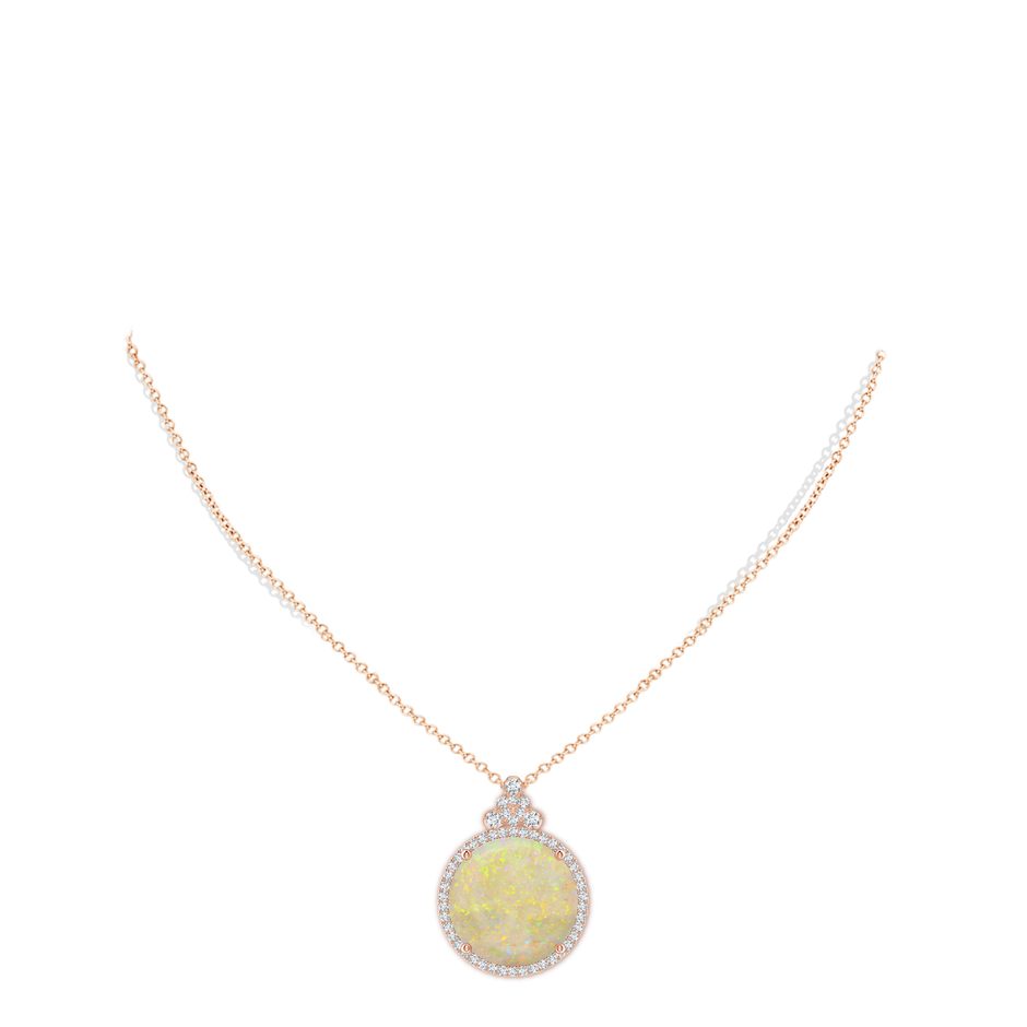 18.12-18.26x4.06mm AAA GIA Certified Round Opal Pendant with Diamond Studded Bale in 18K Rose Gold pen