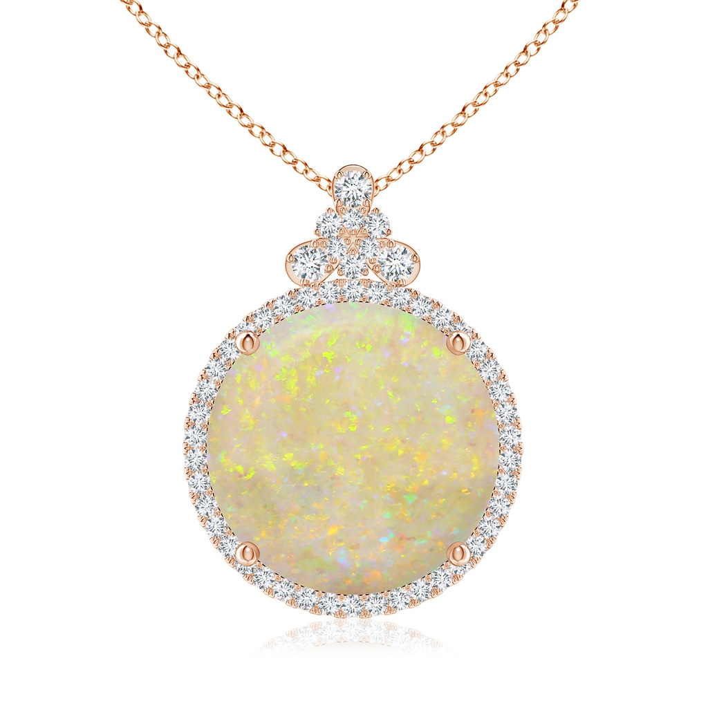 18.12-18.26x4.06mm AAA GIA Certified Round Opal Pendant with Diamond Studded Bale in Rose Gold 