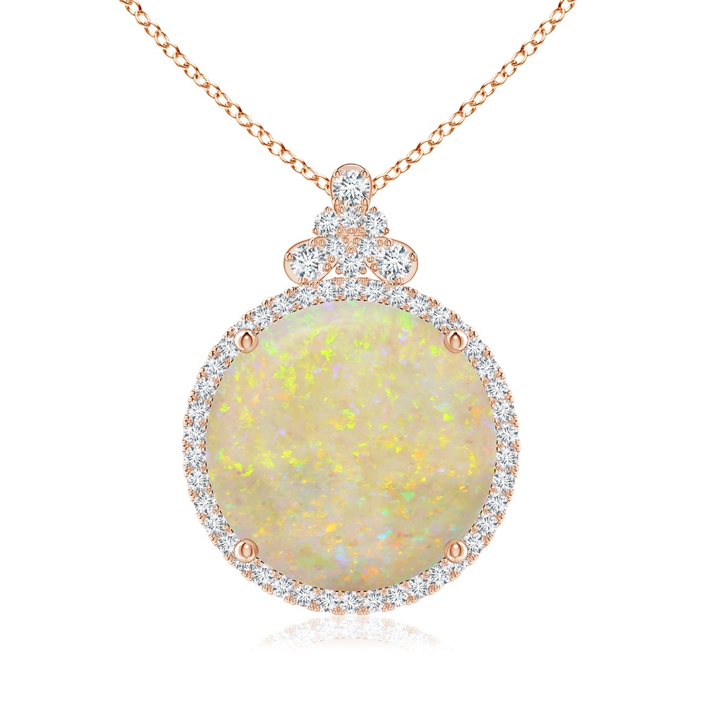 18.12-18.26x4.06mm AAA GIA Certified Round Opal Pendant with Diamond Studded Bale in Rose Gold