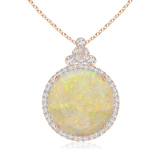 18.12-18.26x4.06mm AAA GIA Certified Round Opal Pendant with Diamond Studded Bale in Rose Gold