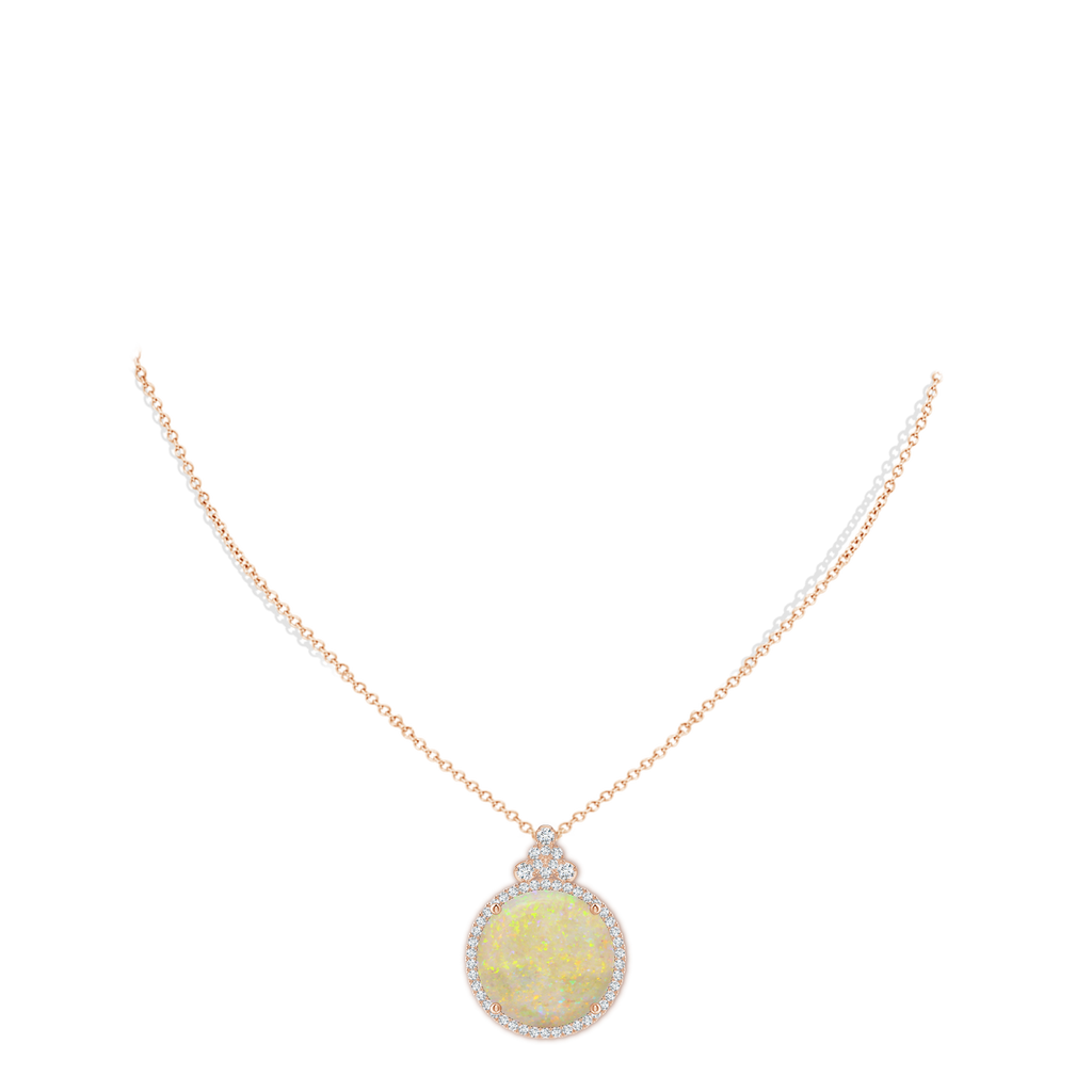 18.12-18.26x4.06mm AAA GIA Certified Round Opal Pendant with Diamond Studded Bale in Rose Gold pen