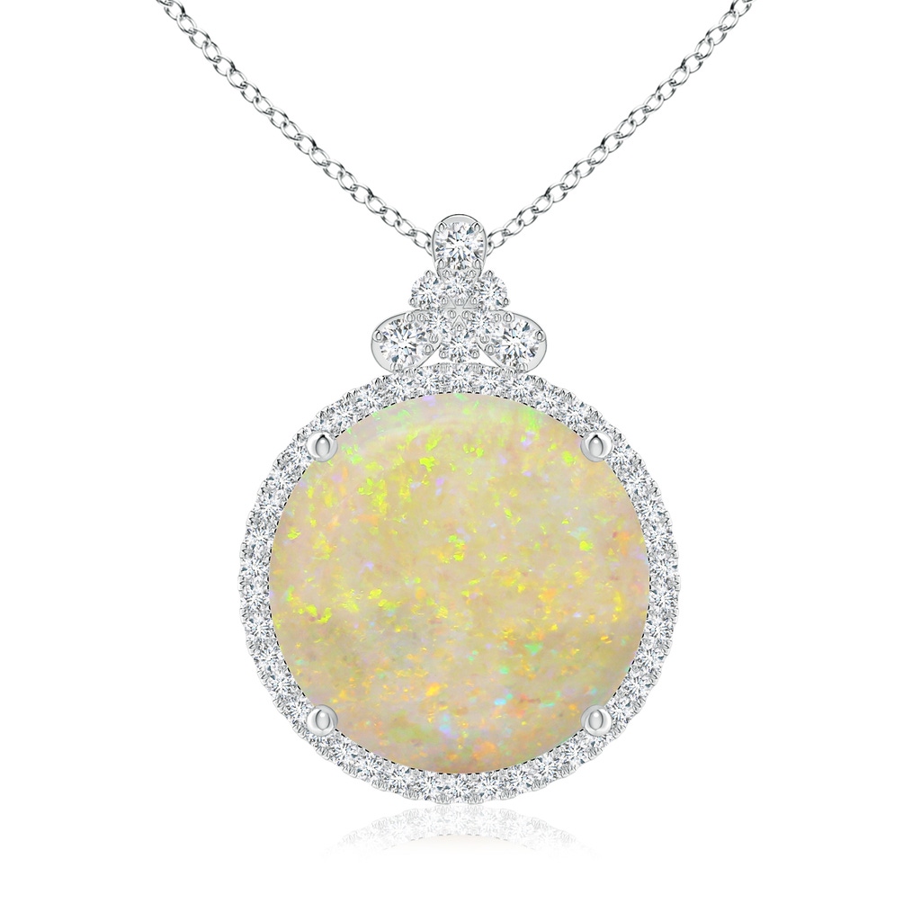 18.12-18.26x4.06mm AAA GIA Certified Round Opal Pendant with Diamond Studded Bale in White Gold
