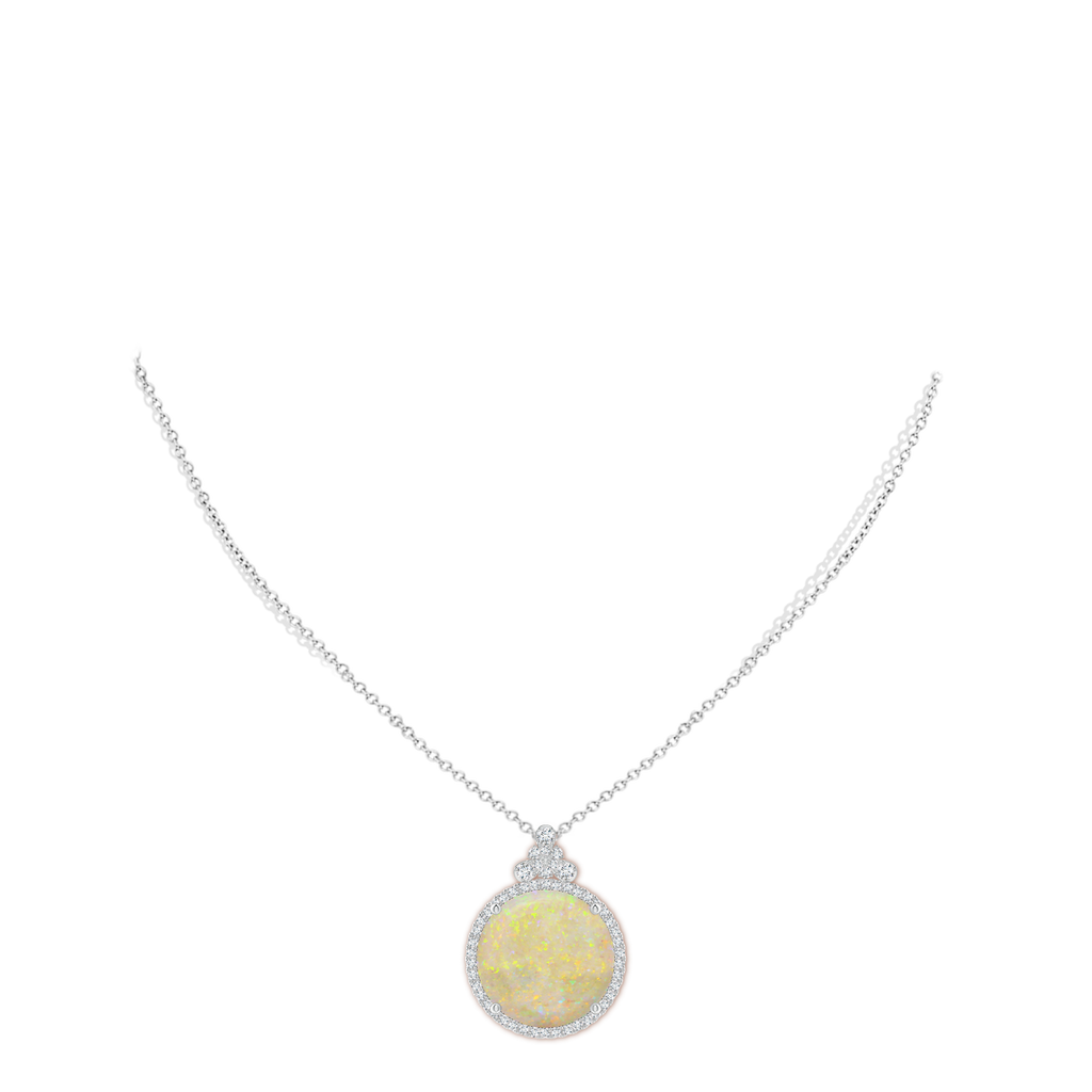 18.12-18.26x4.06mm AAA GIA Certified Round Opal Pendant with Diamond Studded Bale in White Gold pen