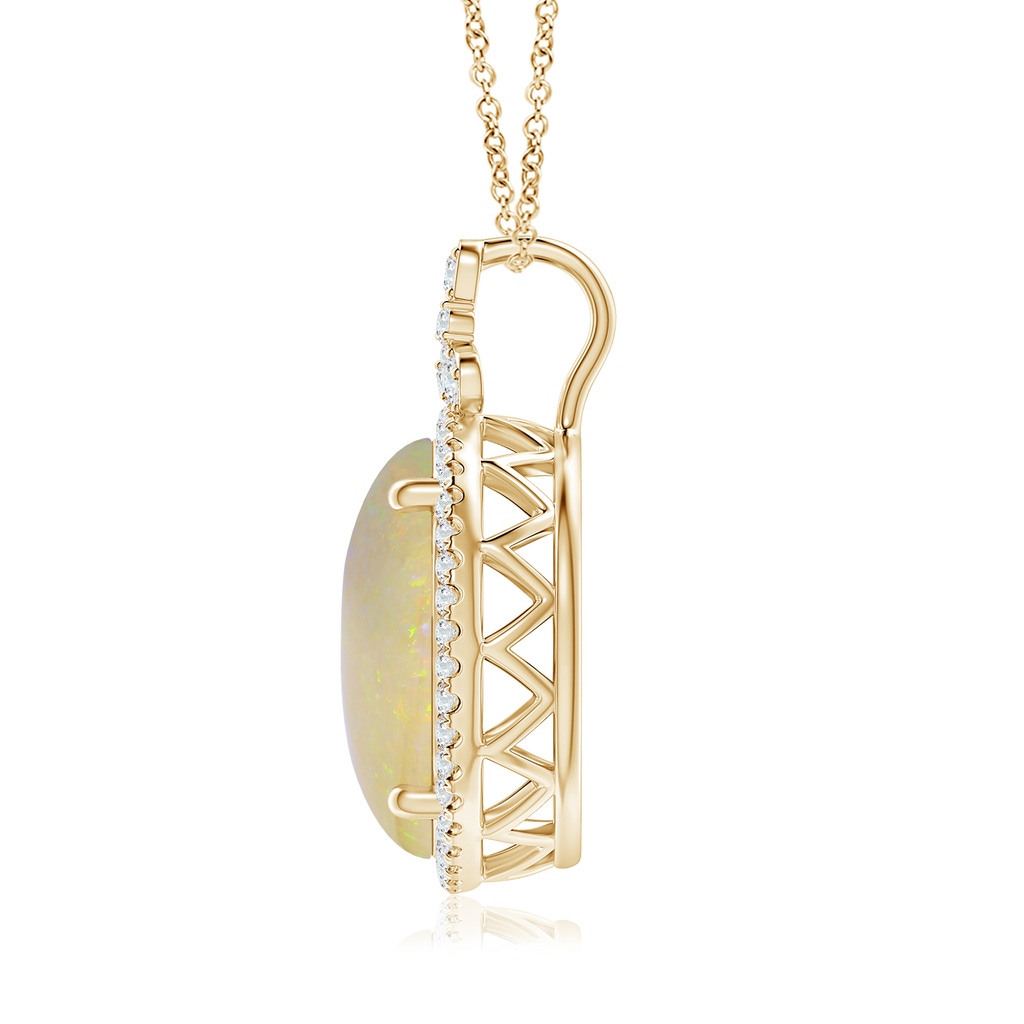 18.12-18.26x4.06mm AAA GIA Certified Round Opal Pendant with Diamond Studded Bale in Yellow Gold - side 199