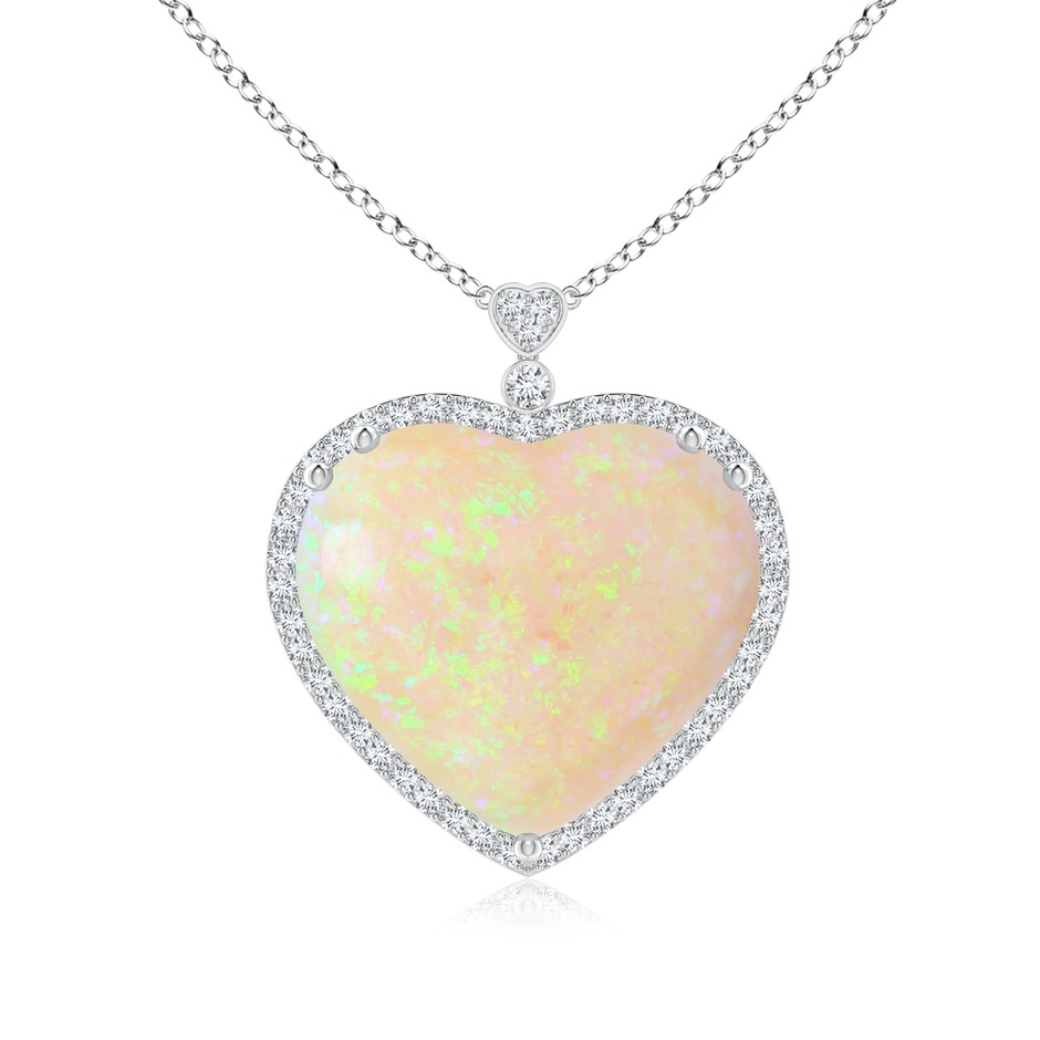 22.56x25.76x8.72mm AAAA GIA Certified Heart-Shaped Opal Halo Necklace with Diamonds in P950 Platinum 